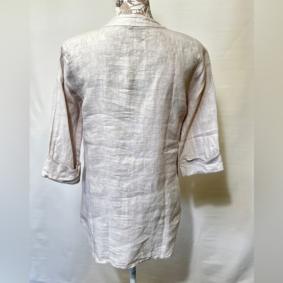 LUNGO L’ARNO Beige Linen long sleeve top size S. - Picture 5 of 13